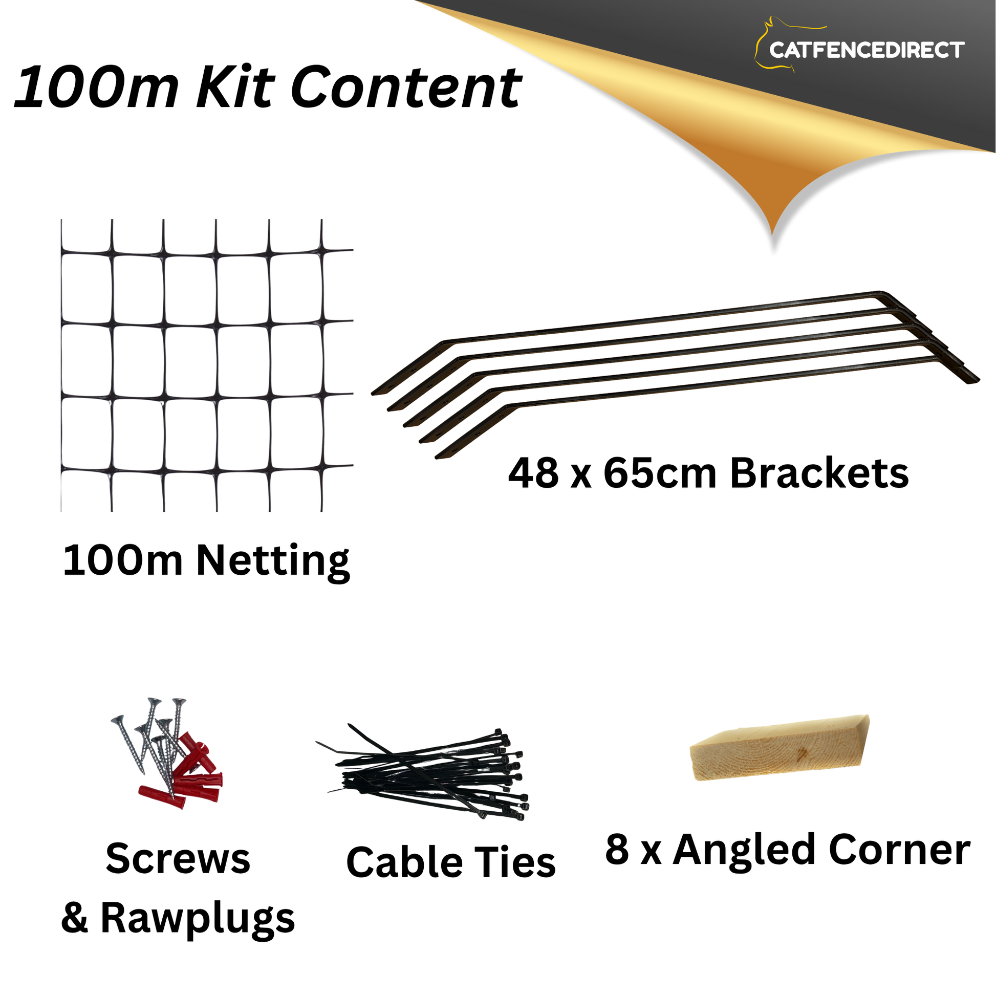 10 - 100 Metre DIY Cat Fence Kit Black